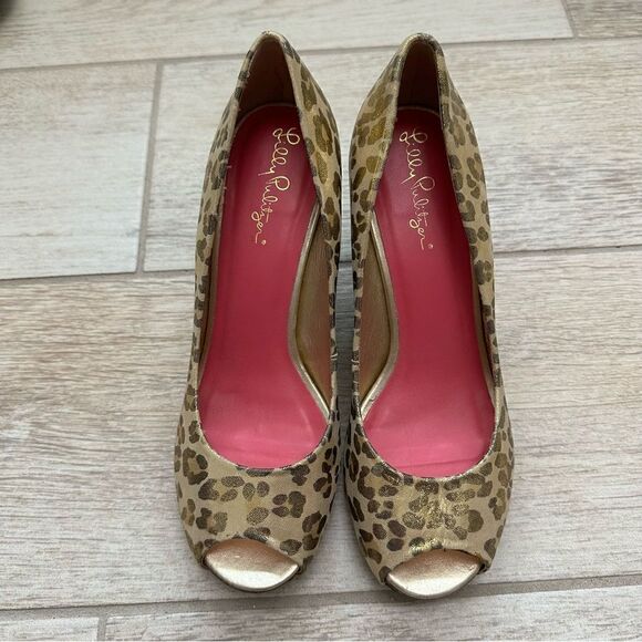 Lilly Pulitzer Leopard Print Resort Chic Wedge Sandal Size 6.5 - Picture 4 of 6